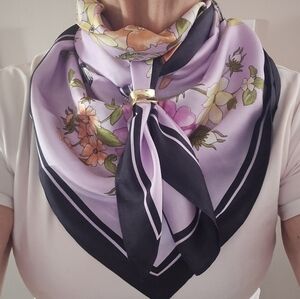 Talbots 100% Silk Botanical Floral square scarf. 33x33